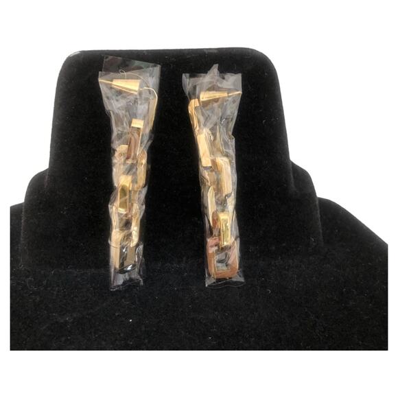 Eddie Borgo NWT Classic 12 Karat Gold Plated Supra Link Drop Earrings - Picture 2 of 15